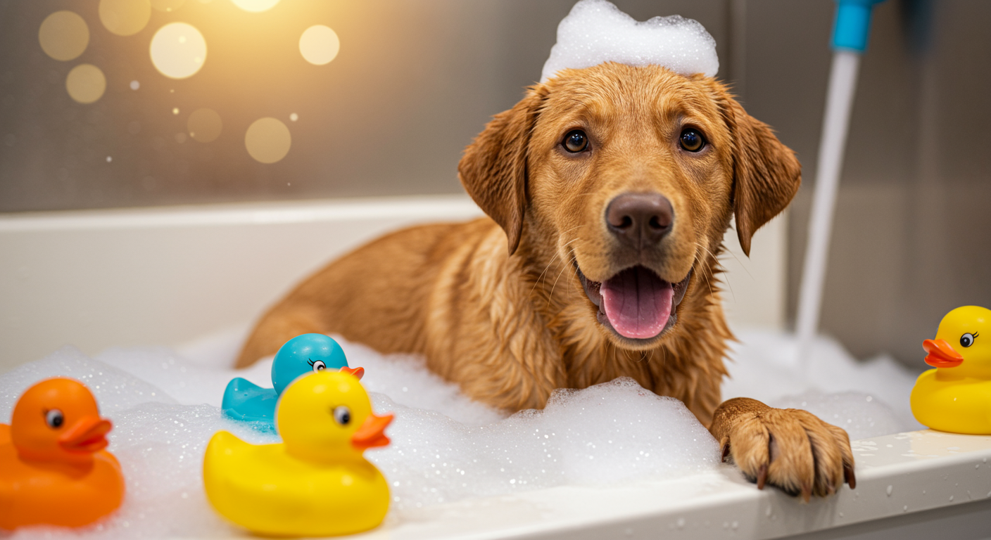Perro feliz después de su sesión de peluquería